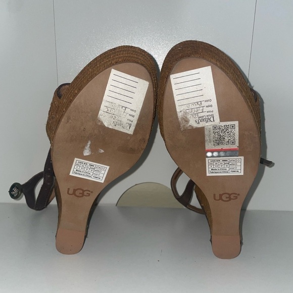 Ugg edges woven wedges brown summer wedges ankle strap heels - Picture 6 of 8